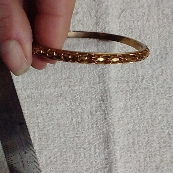 Goldtone mesh solid bangle bracelet - Picture 1 of 3